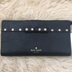 NEW w/ Tag Kate Spade Stacy Wallet Jeweled Black